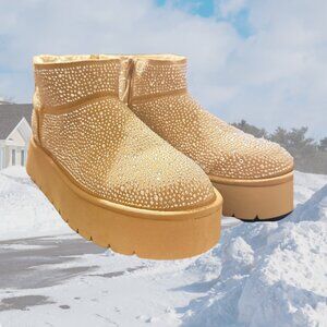 NWT - Wild Fable Missy Memory Foam Platform Bootie Rhinestone Embellishments - 8